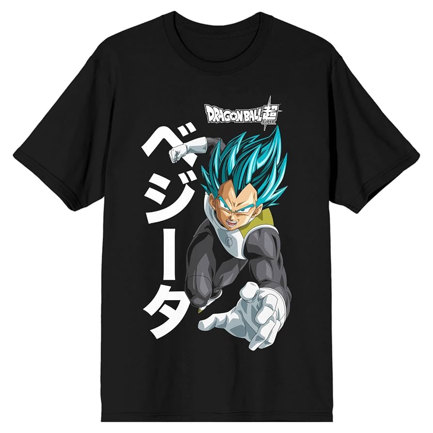 Dragon Ball Super Saiyan Blue Vegeta Black T-Shirt : Amazon